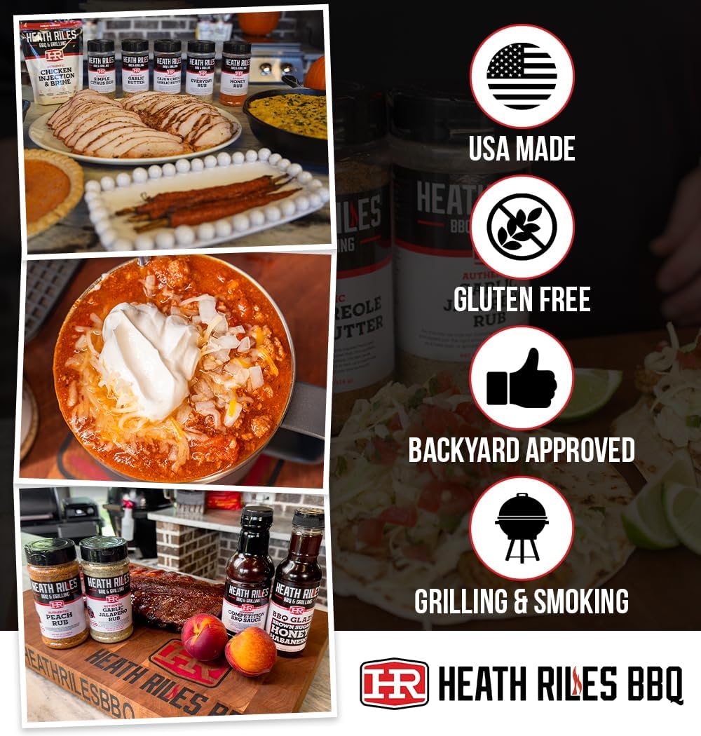 Heath Riles Bbq Rub - Buffalo Seasoning, Champion Pitmaster Recipe, Legendary Rubs For Smoky Aroma & Grilling, 80+ Bbq Championships, 8 Oz.