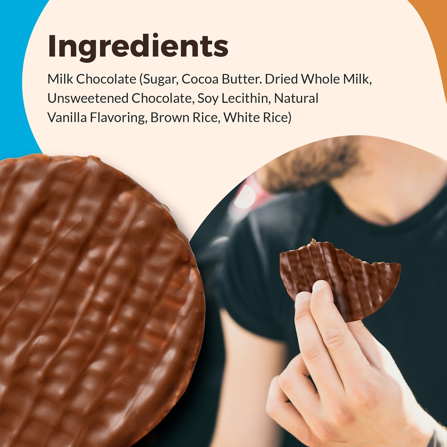 Lieber'S Milk Chocolate Rice Cakes, Snack Pack, Gift Pack, Kosher Certified Dairy, Gluten Free Total Of 24 Cakes (Milk Chocolate