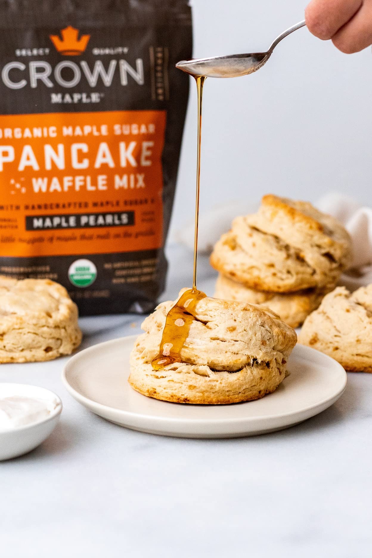 Crown Maple Organic Maple Sugar Pancake and Waffle Mix, 16oz, with Handcrafted Maple Sugar and Small-Batch Maple Pearls