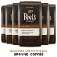 Peets Coffee Dark Roast Ground Coffee, French Roast, 72 Ounces (6 x 12 Ounce Bags), Brown Coffee Grounds