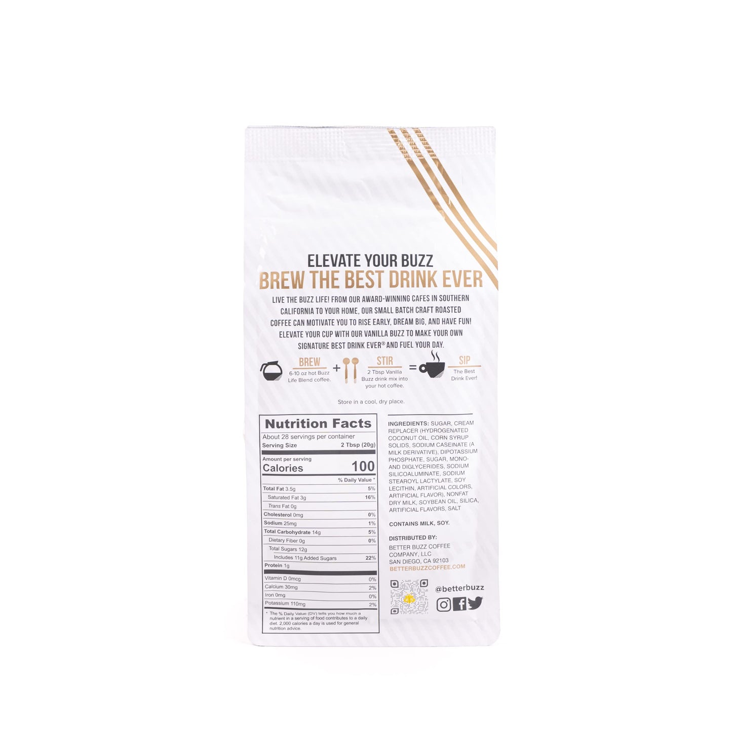 Better Buzz Vanilla Coffee Creamer (Vanilla Buzz) 20Oz. Vanilla Powder Coffee Creamer Drink Mix, Vanilla Creamer For Vanilla Lat