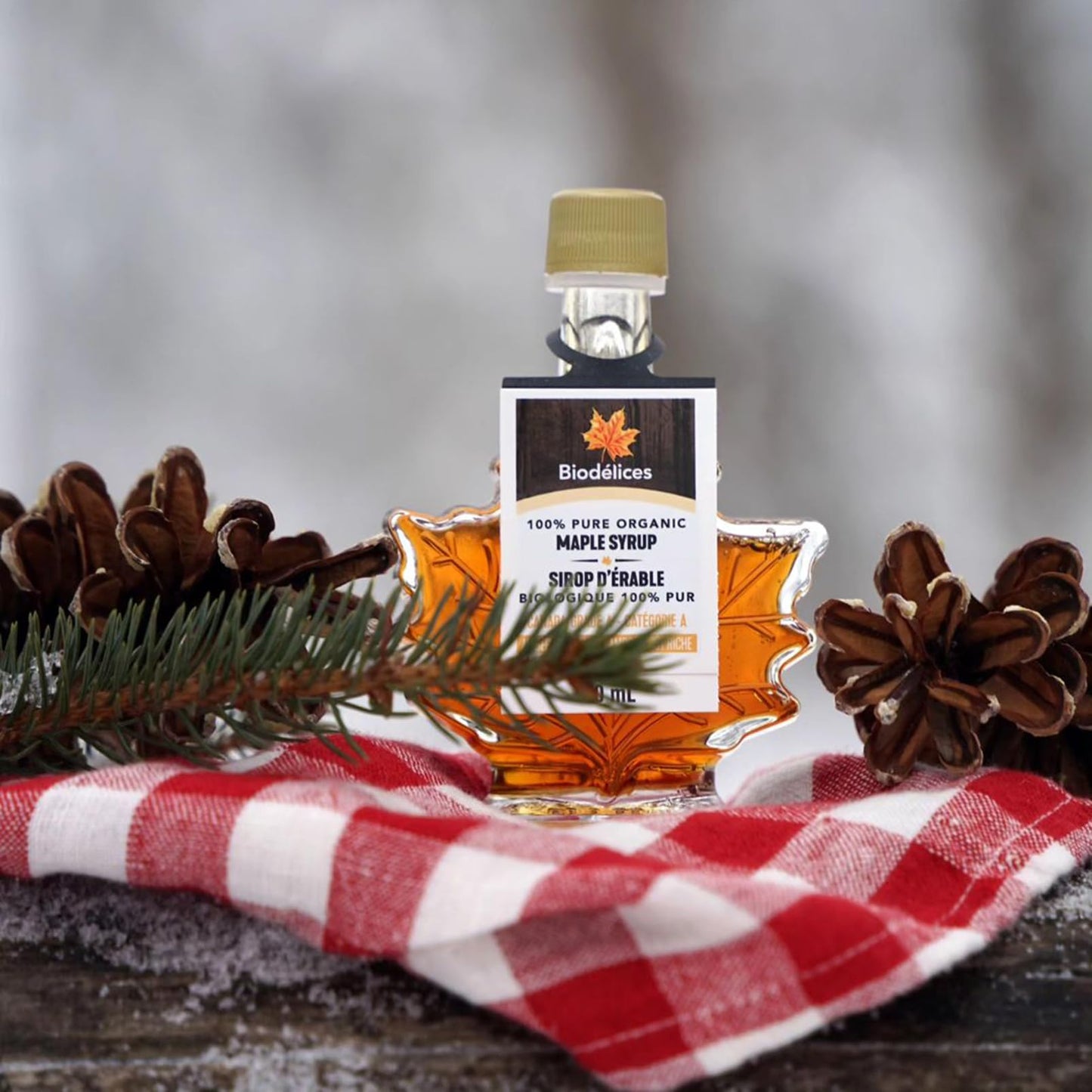 Biod  Lices 100% Pure Organic Maple Syrup - Premium Grade A - Quebec'S Finest In Elegant Maple Leaf Bottle (3.38 Fl Oz (Pack Of