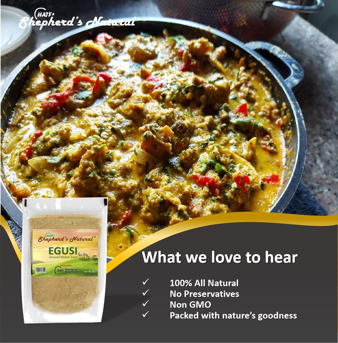 Egusi By Shepherds Natural, Ground Melon Seeds,100% All Natural 227 Grams / 8Oz