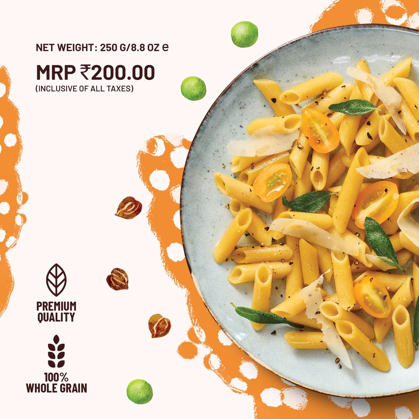 Mille High Protein Penne Pasta | Gluten Free | No Maida | 1.8X Plant Protein | 250Gms