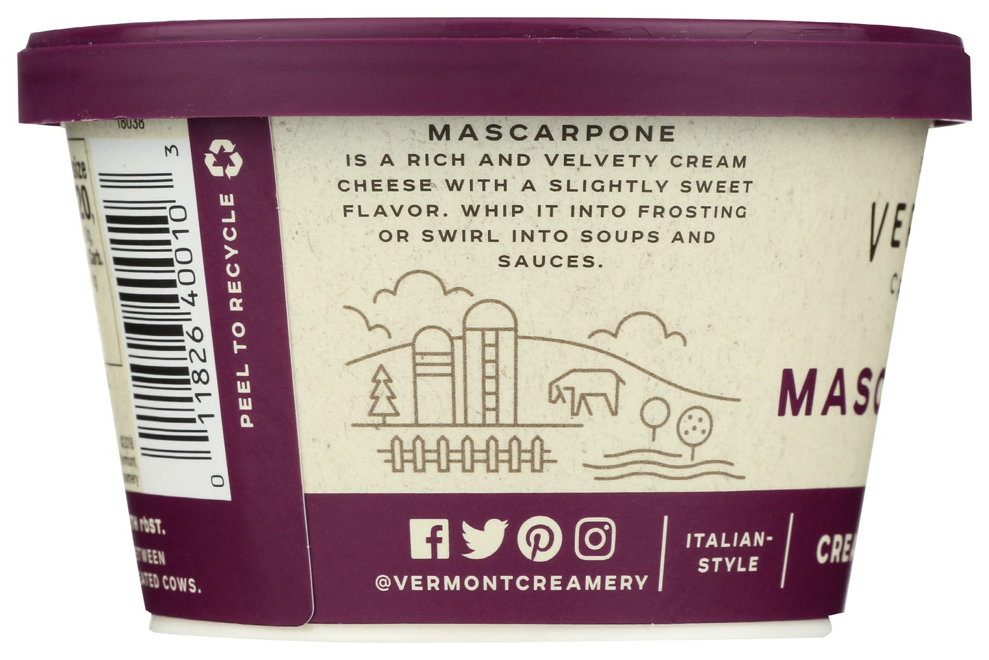 Vermont Creamery, Mascarpone Italian Style Cream Cheese, 8 oz