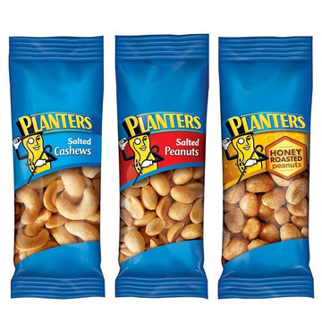PLANTERS Variety Pack Mixed Nuts, Salted Cashews & Peanuts, 36 Count, On-the-Go Snacks