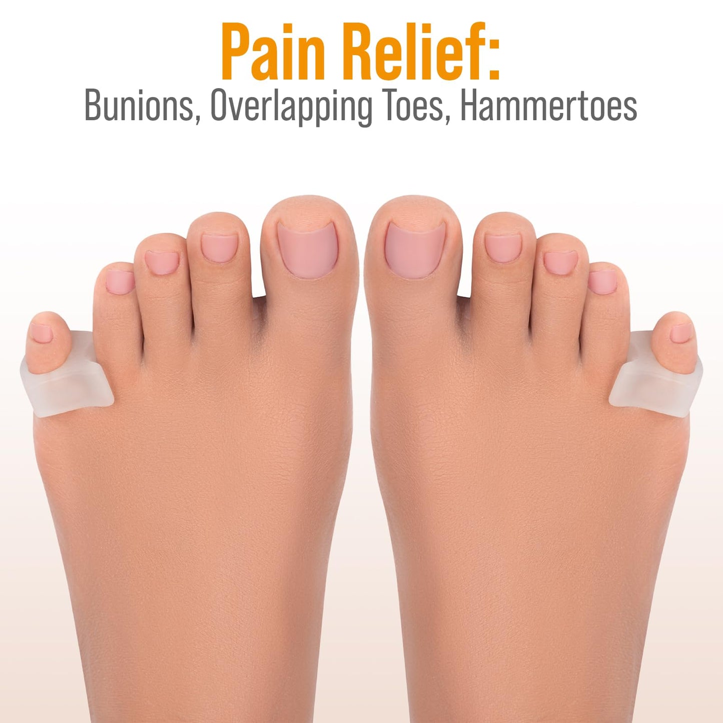 Toe Separators Hammer Toe Straightener - 4-Pack Pinky Toe Toe Spacers - Gel Spreader - Correct Crooked Toes - Bunion Corrector A