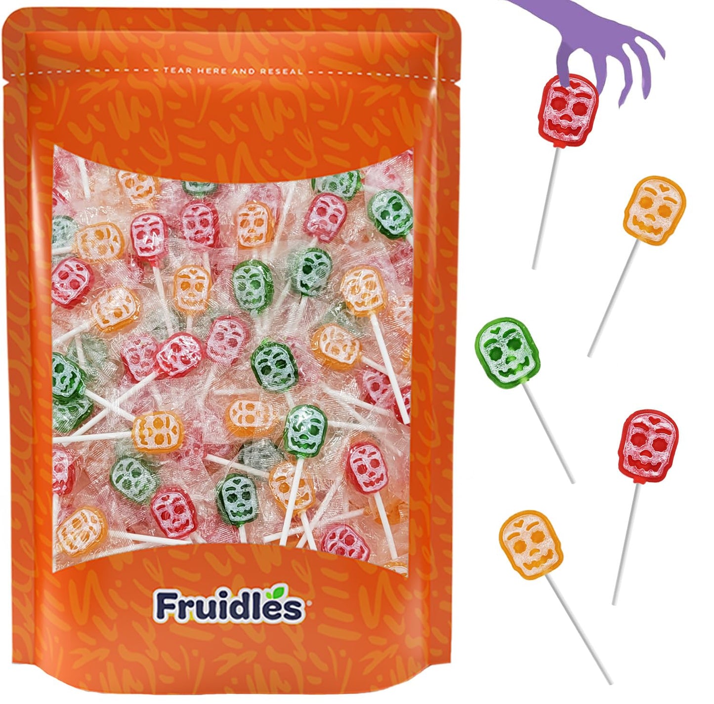 Halloween Multicolor Skulls Tattoo Lollipop Suckers Candy  Great for Halloween Goody Bag Fillers  Individually Wrapped  6 gram Pop (Half-Pound)