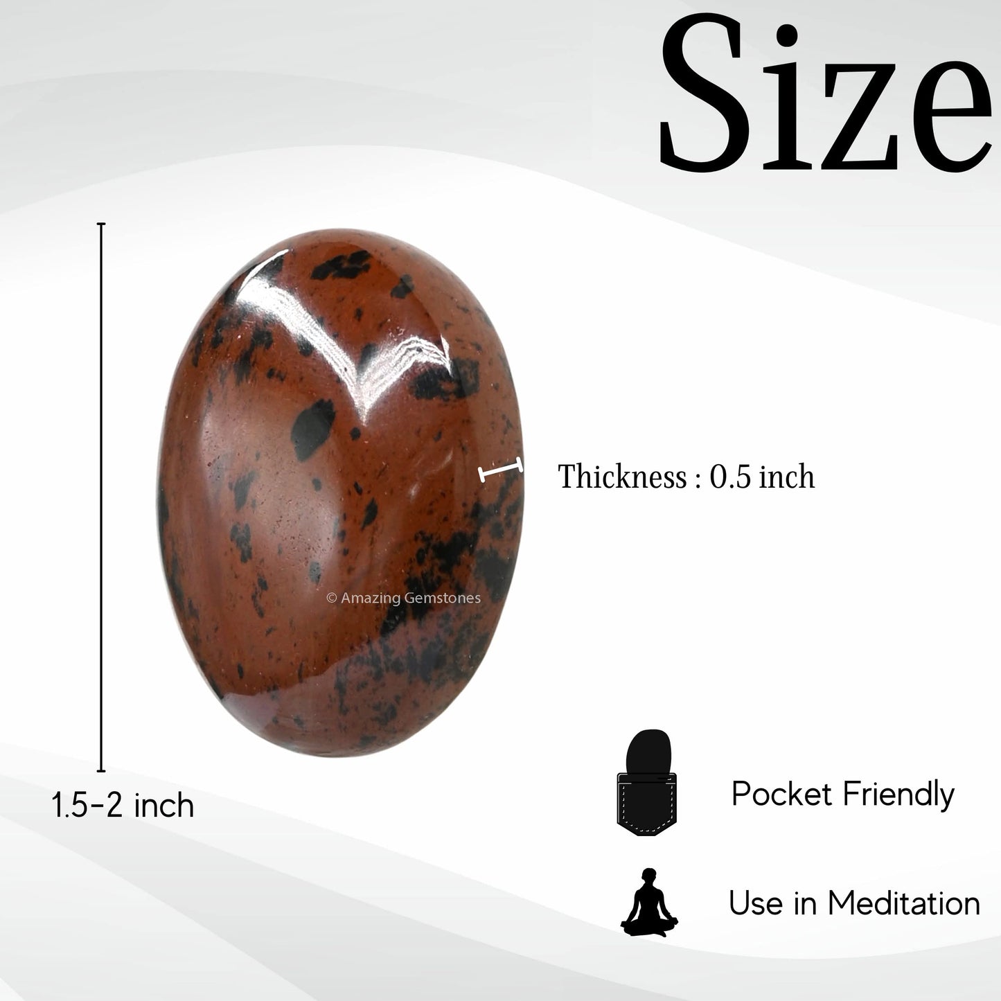 Mahogany Obsidian Palm Stone - Hot Massage Worry Stone For Natural Body Chakra Balancing, Reiki Healing And Crystal Grid