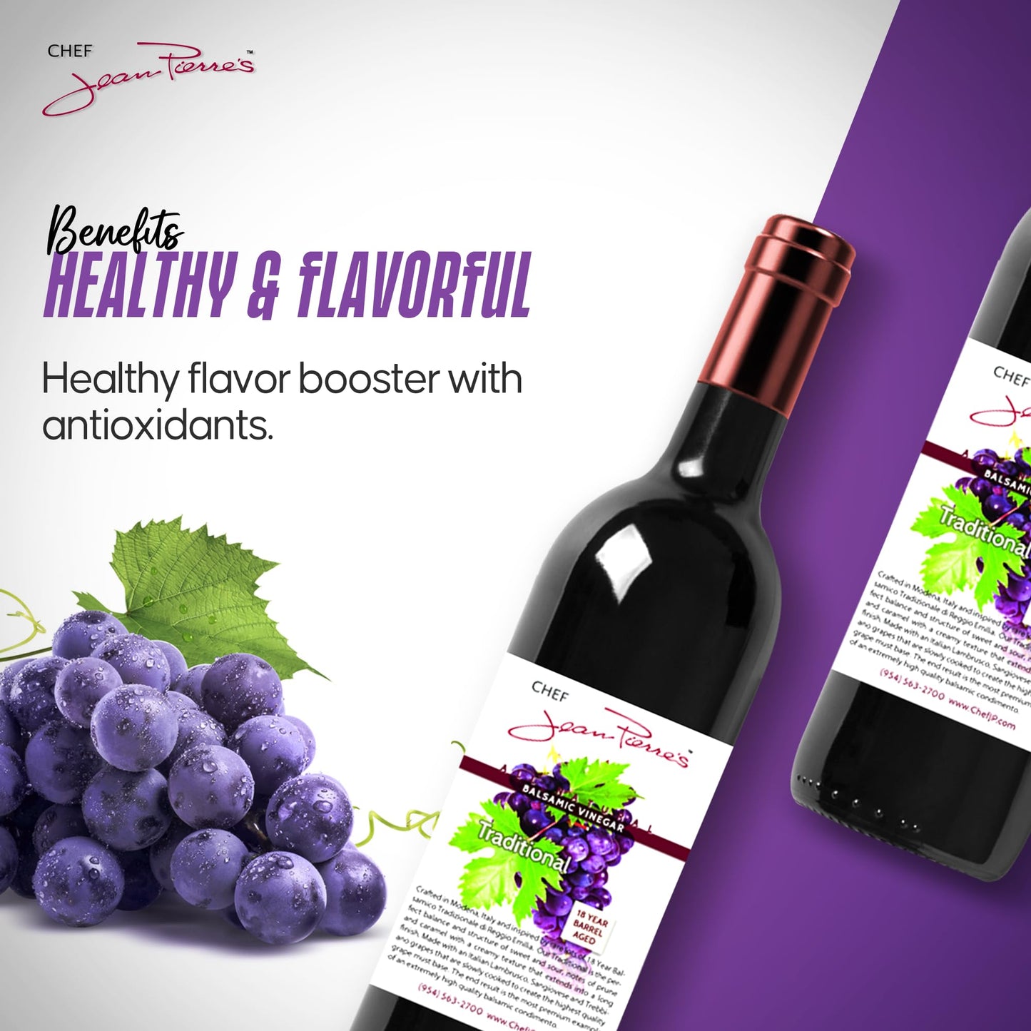 Chef Jean Pierre'S Italian Balsamic Vinegar - 750Ml (25Oz) Rich Grape Flavor, 18-Year Traditional Barrel Aged - Ideal For Enhanc