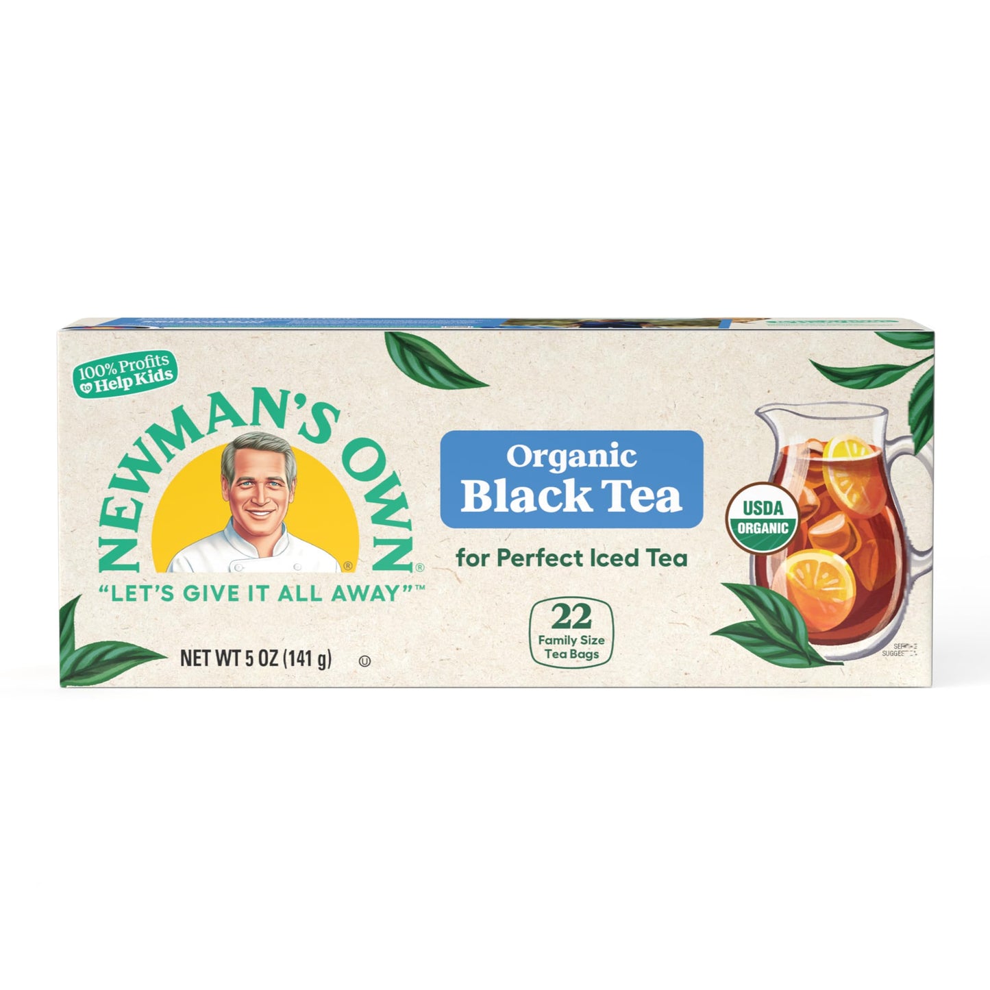 Newmans Own Organic Black Tea - Unsweetened, Family Size, 22 Count (Pack of 6) - USDA Certified, Contains Caffeine