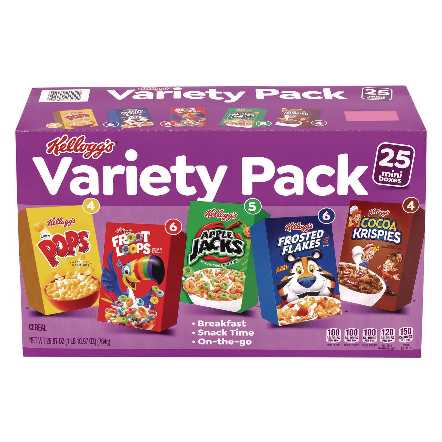 Kelloggs Assorted Cereal (26.97 oz., 25 pk.) For Kids & Adults