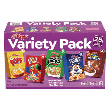 Kelloggs Assorted Cereal (26.97 oz., 25 pk.) For Kids & Adults