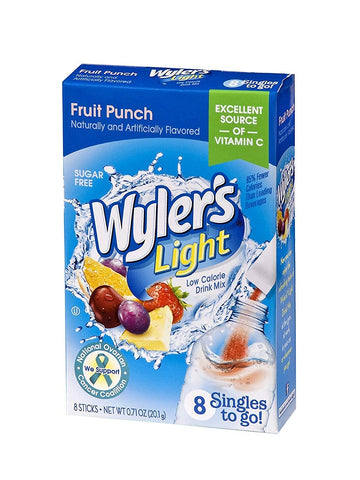 Wyler'S Light Singles To Go Powder Packets, Water Drink Mix, Fruit Punch, 8 Packets Per Box, 24 Total Packets (Pack Of 3)
