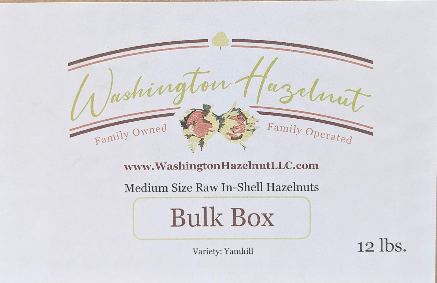 Hazelnuts in-shell from our family orchard in Washington state. (Raw, 12 pound Bulk Box)