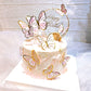 22Pcs Pink Butterfly Cupcake Toppers And 1Pcs Gold Metal Acrylic Panel Cake Toppers Cake Decorations For Girls Women Happy Birth