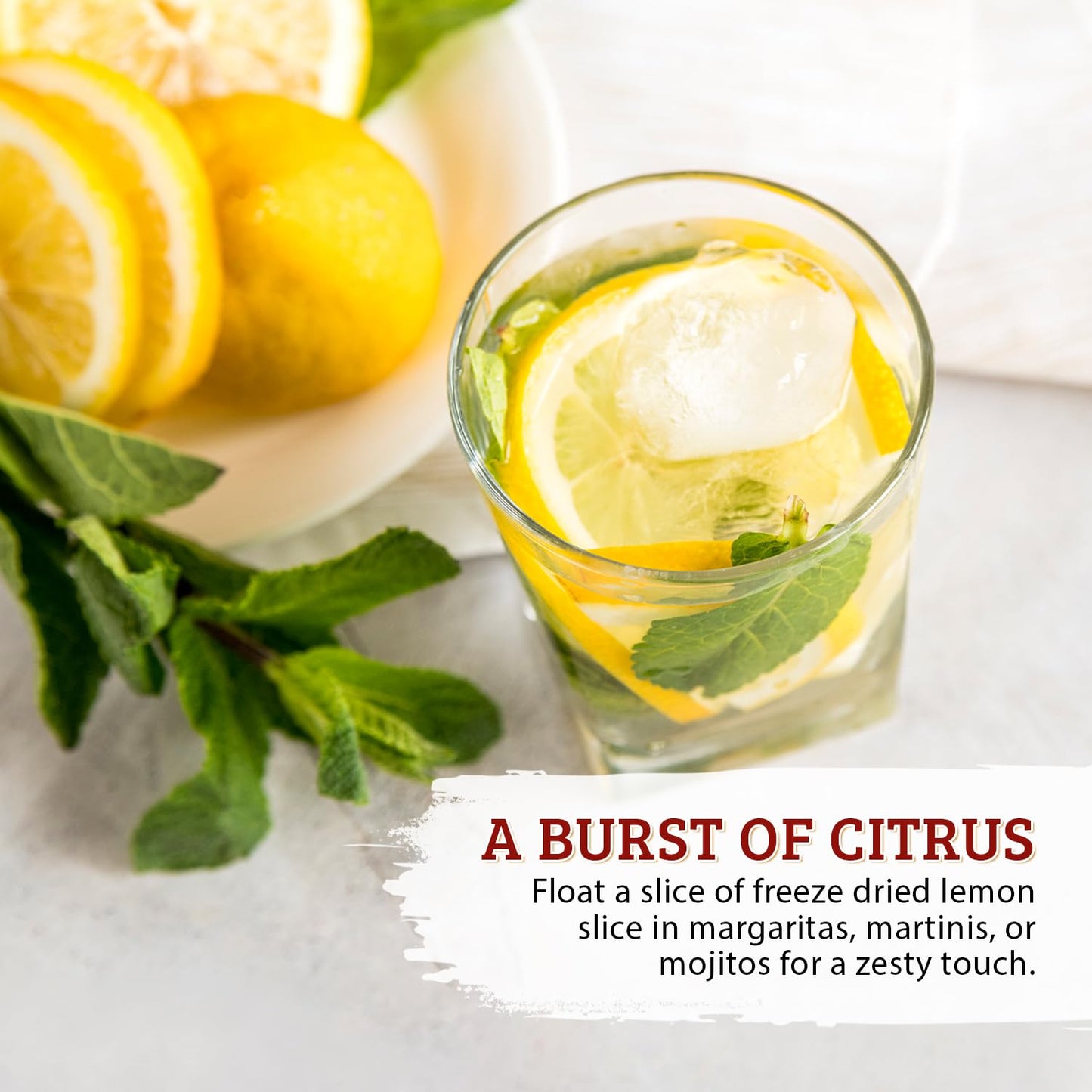 52USA Freeze Dried Lemon Slices, 3oz - All Natural Dehydrated Lemons for Teas, Infused Water, Cocktails & Baking, No Additives, No Sugar Added