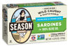 Season Sardines In Olive Oil - Sardines In Olive Oil Wild Caught, Canned Sardines, Omega-3 Fatty Acids, Salt Added, Skinless & Boneless, Sustainable Fresh Fish - 4.375 Oz Tin, 12-Pack