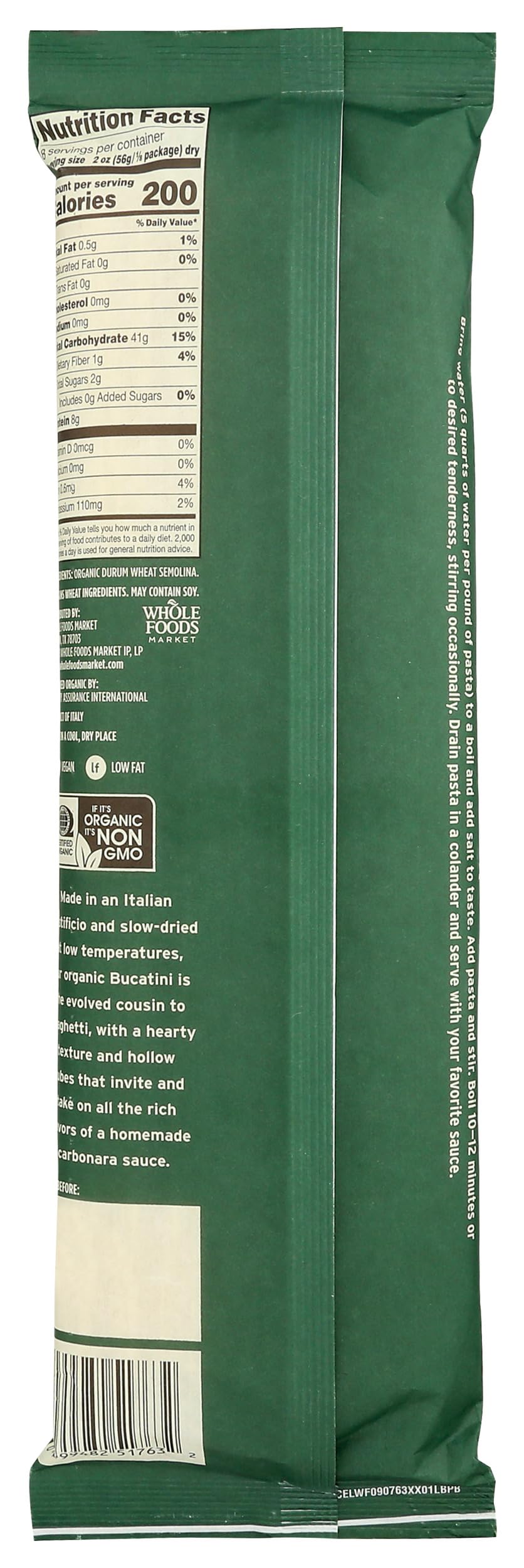 Whole Foods Market  Organic Bucatini  16 Ounce