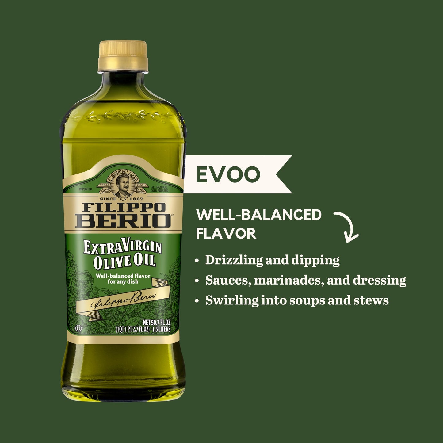Filippo Berio Extra Virgin Olive Oil, 50.7 Ounce Rpet Bottle