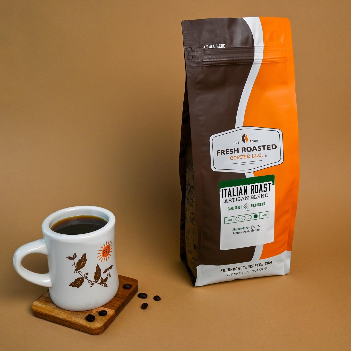 Fresh Roasted Coffee, Italian Roast, 5 Lb (80 Oz), Dark, Kosher, Whole Bean