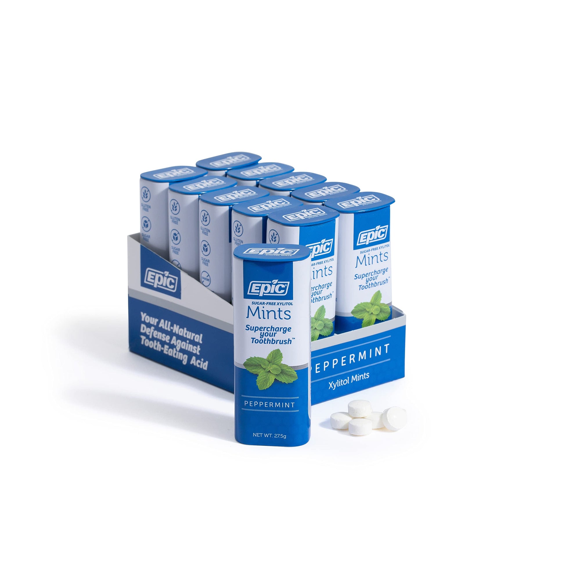 Epic Xylitol Mints - Sugar Free & Aspartame Free Mints Sweetened W/Xylitol For Dry Mouth & Gum Health (Peppermint, 55-Piece Tin,