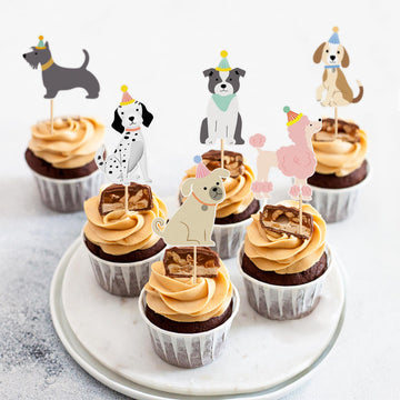 36 Pack Pet Dog Cupcake Toppers Dog Birthday Party Supplies Picks Baby Shower Kid Dog Lover Cake Decorations Supplies