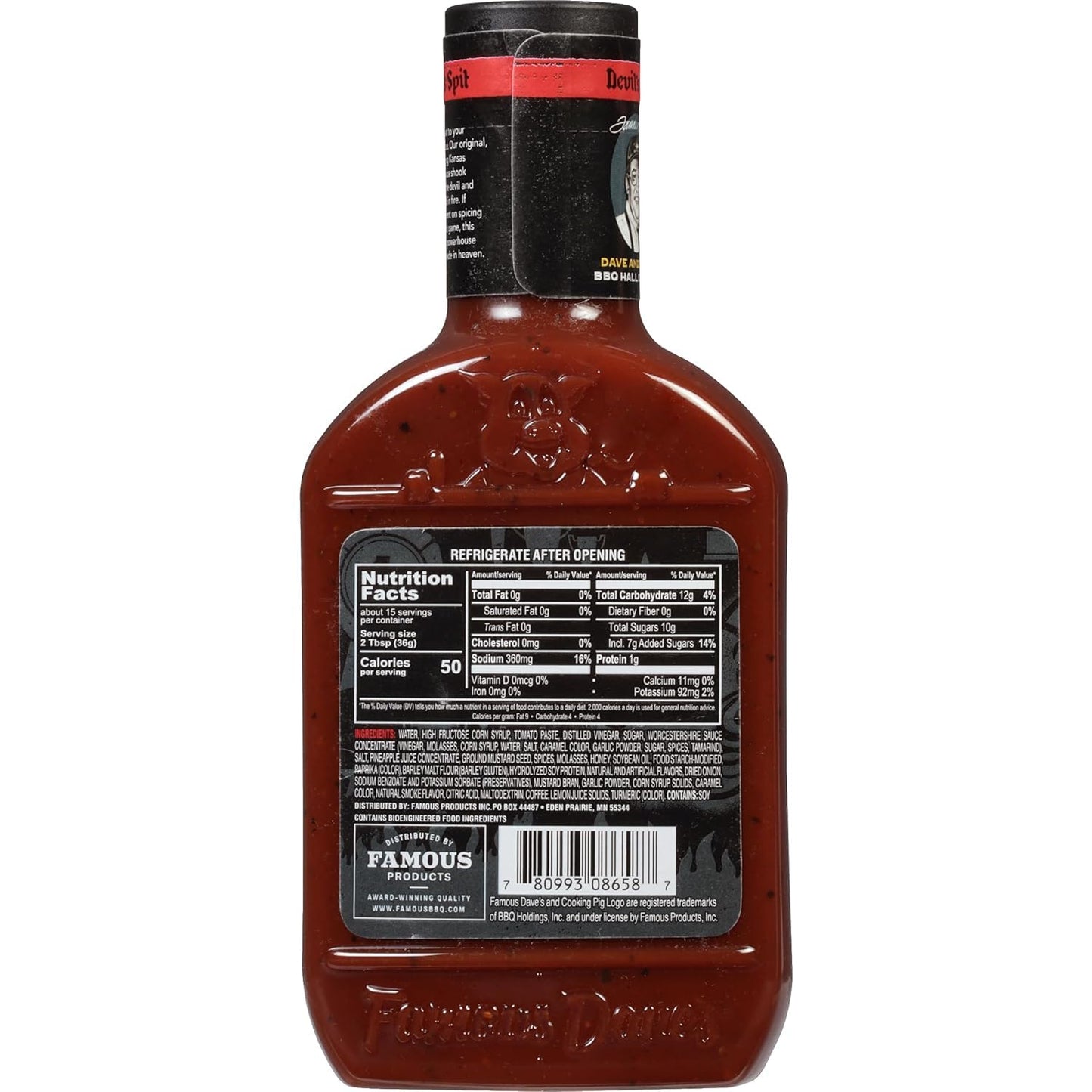 Famous Dave's Devil's Spit BBQ Sauce - 6 Pack (114 oz) - Smoky & Spicy Flavor for Grilling and Marinating