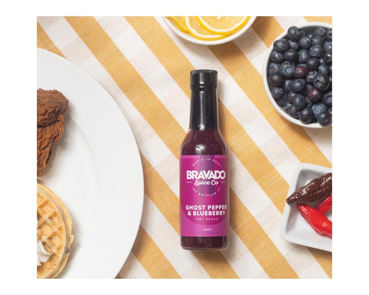 Ghost Pepper and Blueberry Hot Sauce By Bravado Spice FEATURED ON HOT ONES Gluten Free, Vegan, Low Carb, Paleo Hot Sauce All Nat