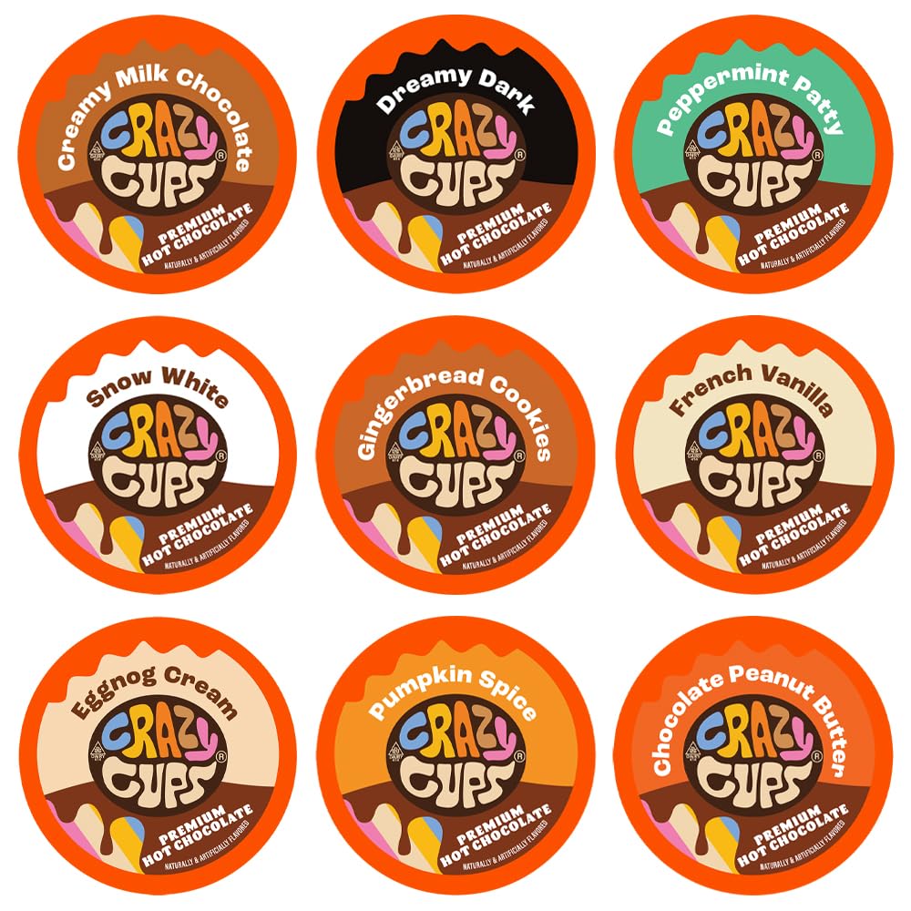 Crazy Cups Hot Chocolate K Cup Variety Pack, 20 Count, Brown, Single Serve Cups for Keurig