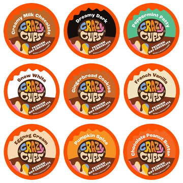 Crazy Cups Flavored Hot Chocolate Pods  Hot Chocolate Variety Pack  Single Serve Hot Chocolate for K Cups malt-inspired  Hot Cocoa in Recyclable Pods  50 Count