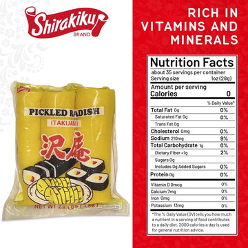 Shirakiku Pickled Radish Takuwan | Japanese Pickle | 2.2 Pound Pack