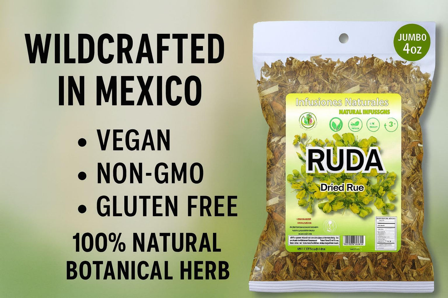 Ruda Seca T? - Rue Dried Herbs Tea - 4 oz (113 g) - Ruta Graveolens Loose Leaf - Traditional Herbal Infusion - 100% Natural  Wildcrafted  Vegan  Non-GMO - by BexpertsUSA