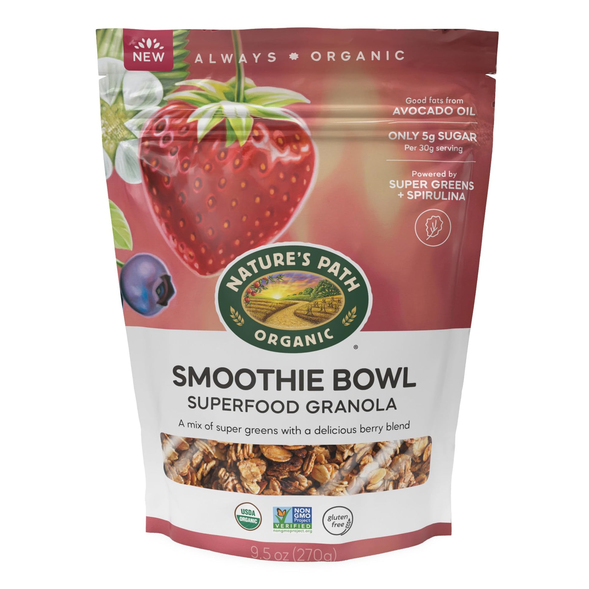 Nature s Path Organic Superfood Smoothie Bowl Granola, 9.5 oz (Pack of 6), Gluten Free, Non-GMO
