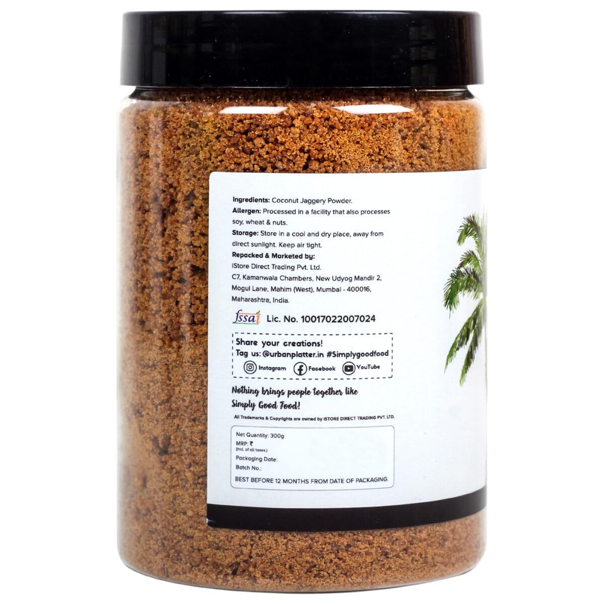 Urban Platter Coconut Jaggery Powder | 10.58 Oz (300G) | Natural & Unrefined Sweetener | Low Glycemic | Vegan & Plant-Based | Healthy Sugar Alternative For Tea, Coffee, Baking & Desserts