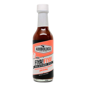 Adoboloco Hot Sauce Fiya! Fiya! 5Oz Sauce Extremely Hot Super Tasty Fiery Chili Pepper Sauce Blend