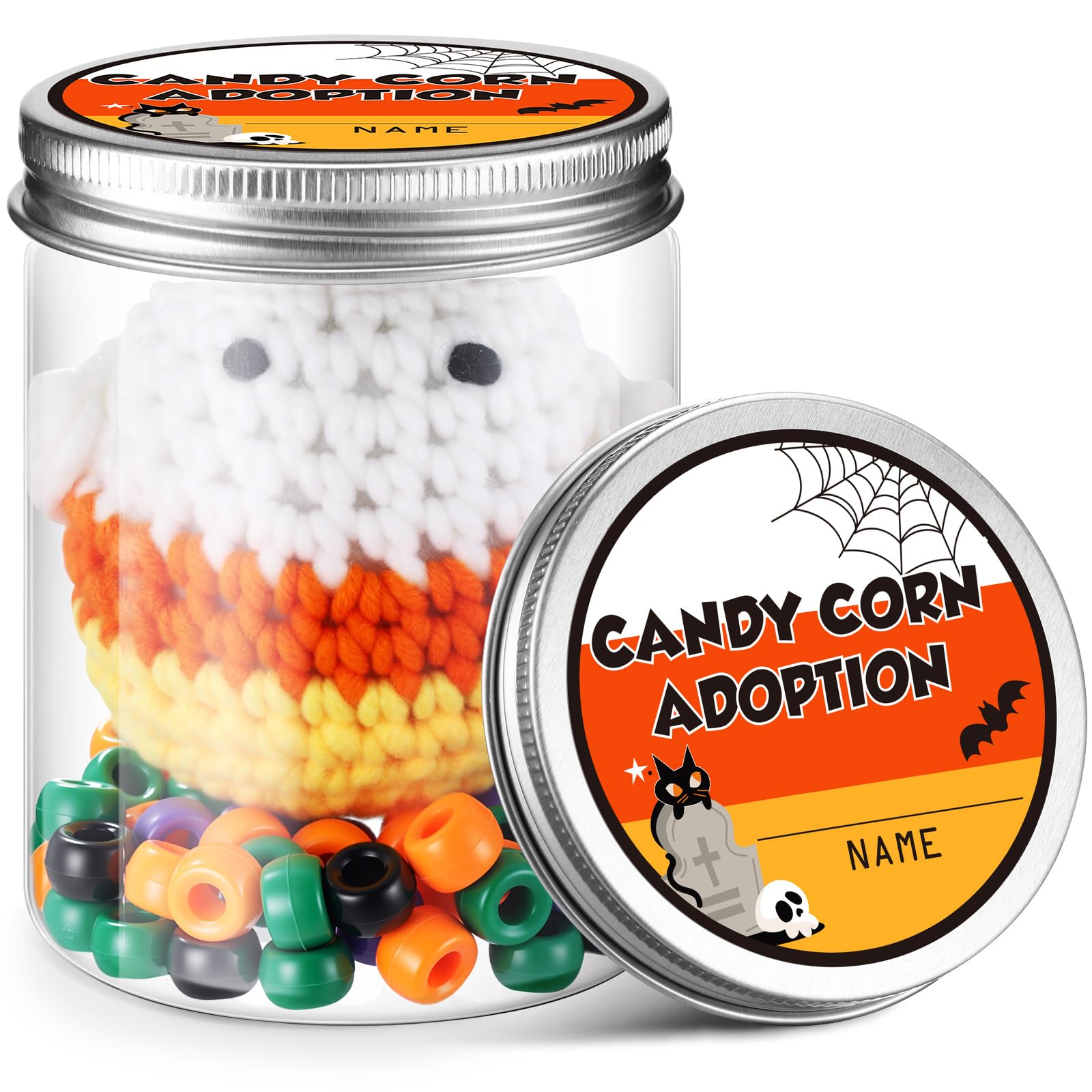 Poen Halloween Candy Corn Boo Basket Stuffers Halloween DIY Toy Plush Crochet Candy Corn Handmade Doll Ghost Spooky Creepy Horro