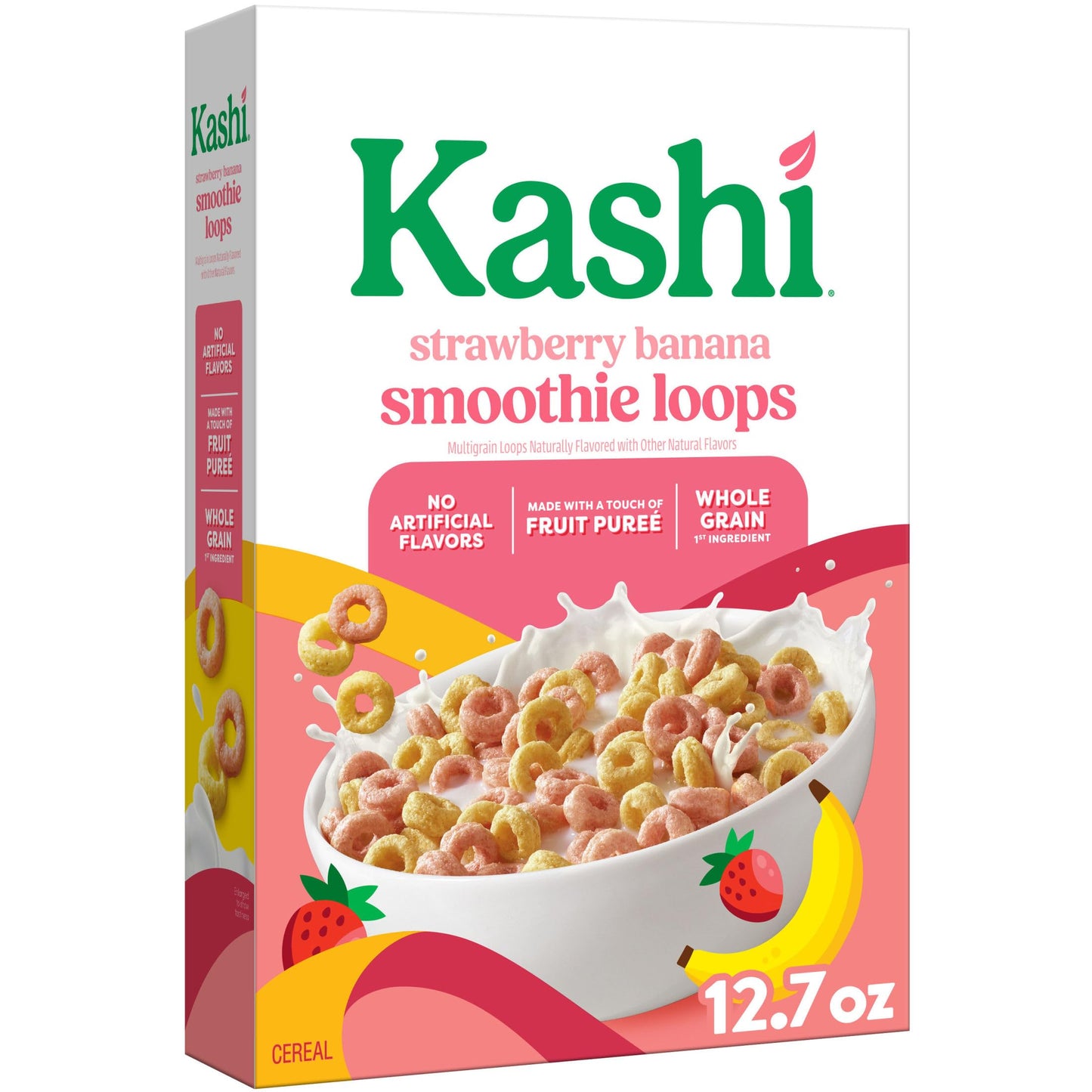 Kashi Breakfast Cereal  Whole Grain  Vegan  Strawberry Banana Smoothie Loops  12.7Oz Box (1 Box)