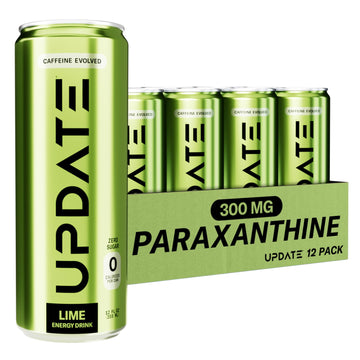 Update Energy Drink - Jitter Free, Caffeine & Sugar Free, Lime, 12 Fl. Oz, Green, 12 Pack