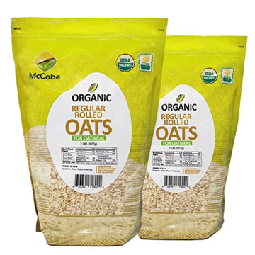 McCabe Organic Rolled Oats - Rich in Fiber & Minerals - 32 Oz (Pack of 2) - USDA & CCOF Certified - Product of USA