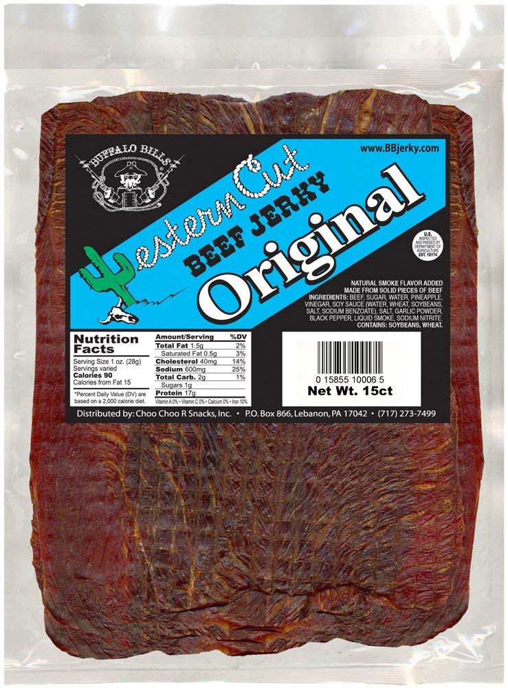 Buffalo Bills Beef Jerky - Original Western Cut, 15 Slabs, 1.12 Pound, Pack of 1