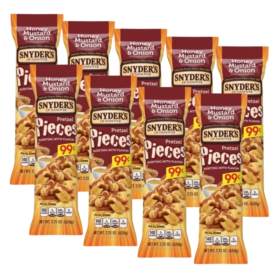 Snyders Of Hanover Honey Mustard & Onion Pretzel Pieces, 3.25oz Bag (Pack Of 9)
