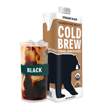 Wandering Bear Straight Black Organic Cold Brew Coffee, 32 Fl Oz, 1 Pack - Extra Strong, Smooth, Organic, Unsweetened, Shelf-Sta