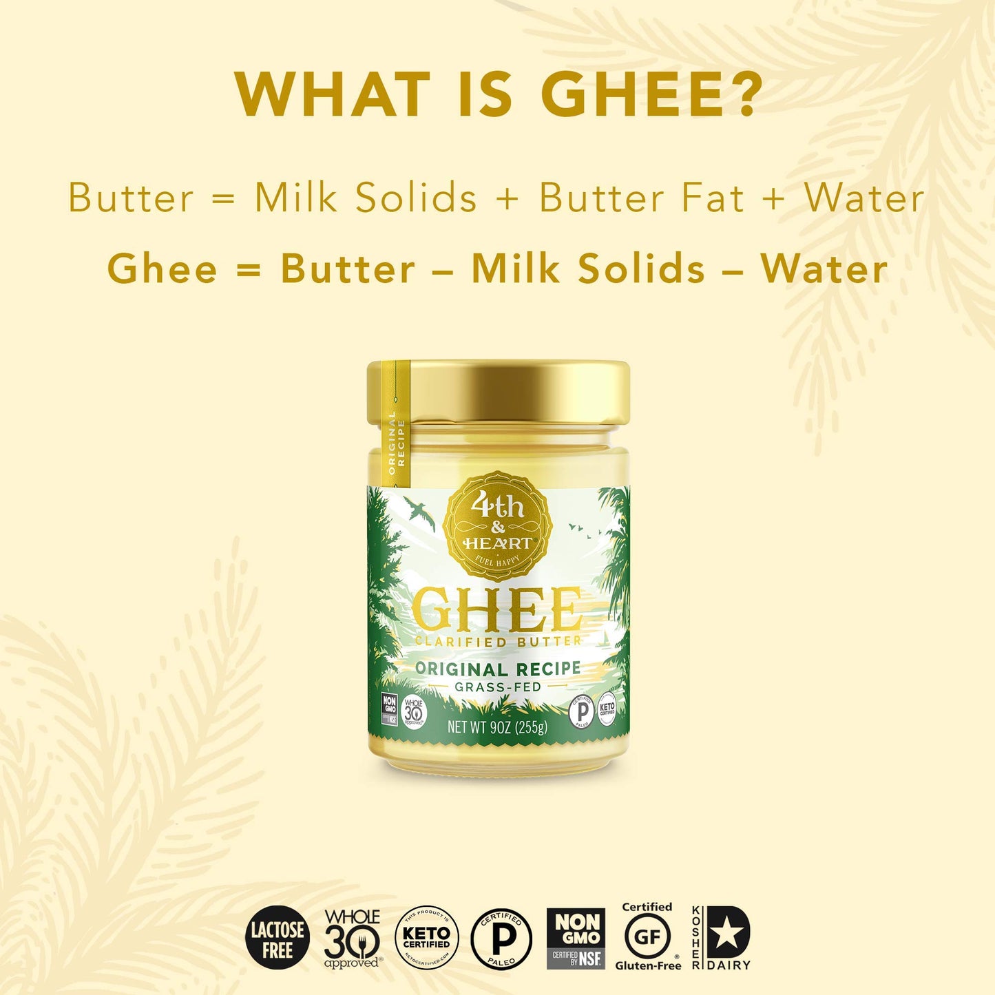4th & Heart Ghee, Clarified Butter, Grass-Fed, Keto, 9 Ounces, Lactose-Free, Casein-Free