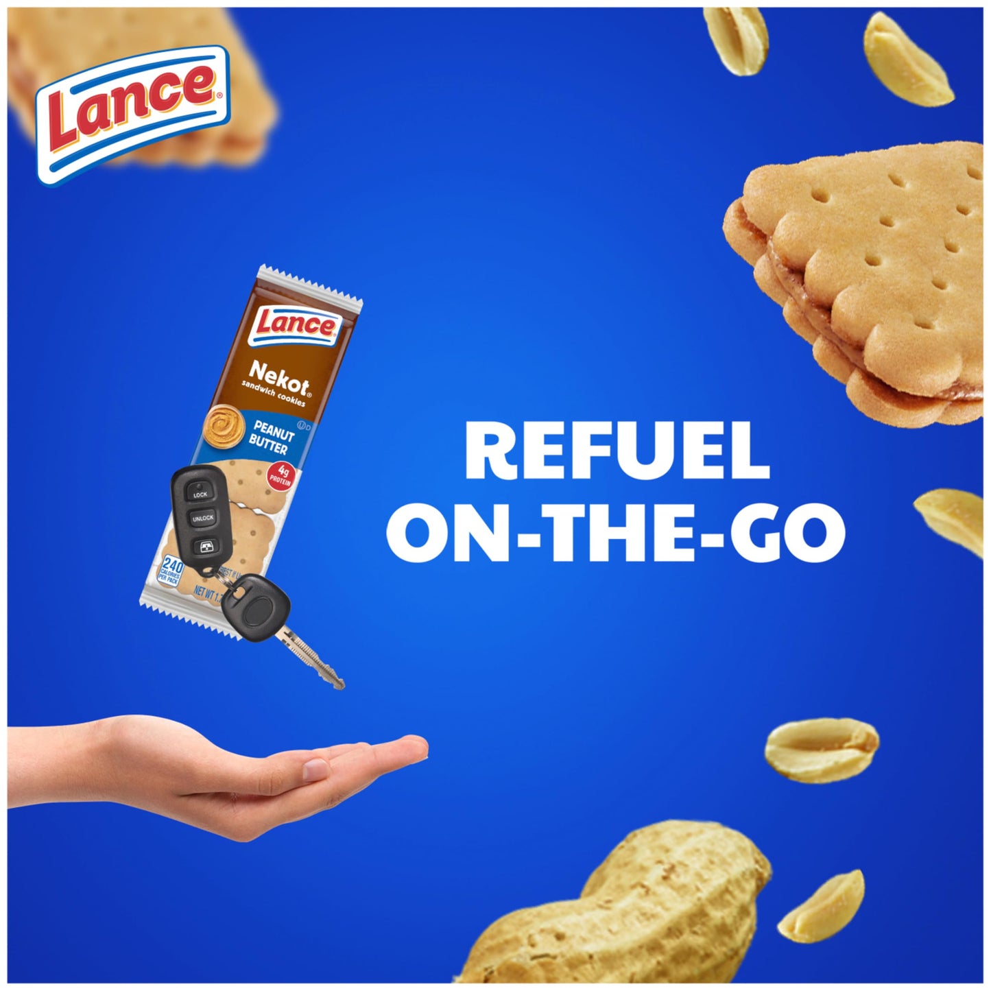 Lance Sandwich Cookies, Nekot Peanut Butter, 8 Individually Wrapped Packs, 6 Sandwiches Each