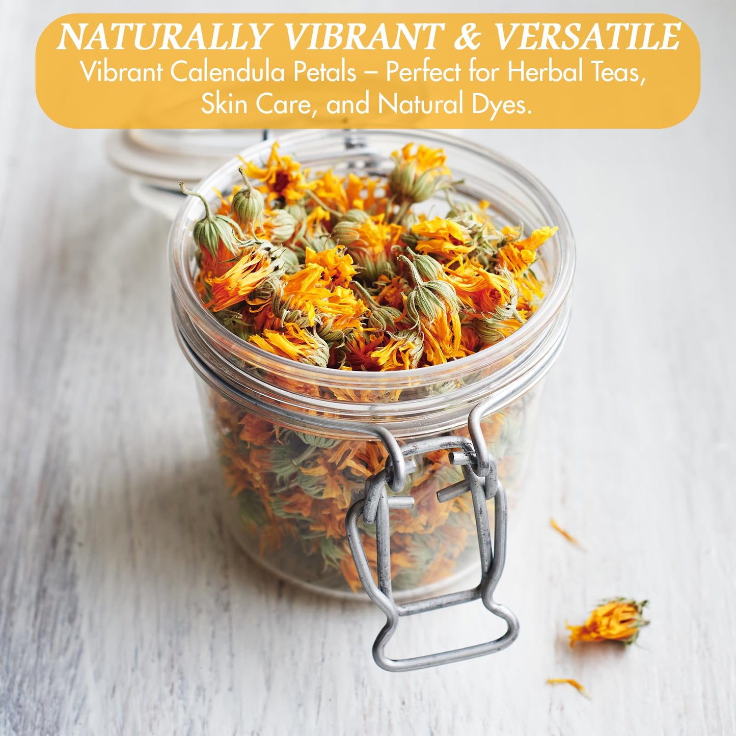 Cure Wid Pure Certified Organic Dried Calendula Flowers | 4 oz Resealable Pack Whole Organic Calendula Flowers for Skincare DIY Remedies & Herbal Tea | Vibrant Color & Aromatic Dried Marigold Flower