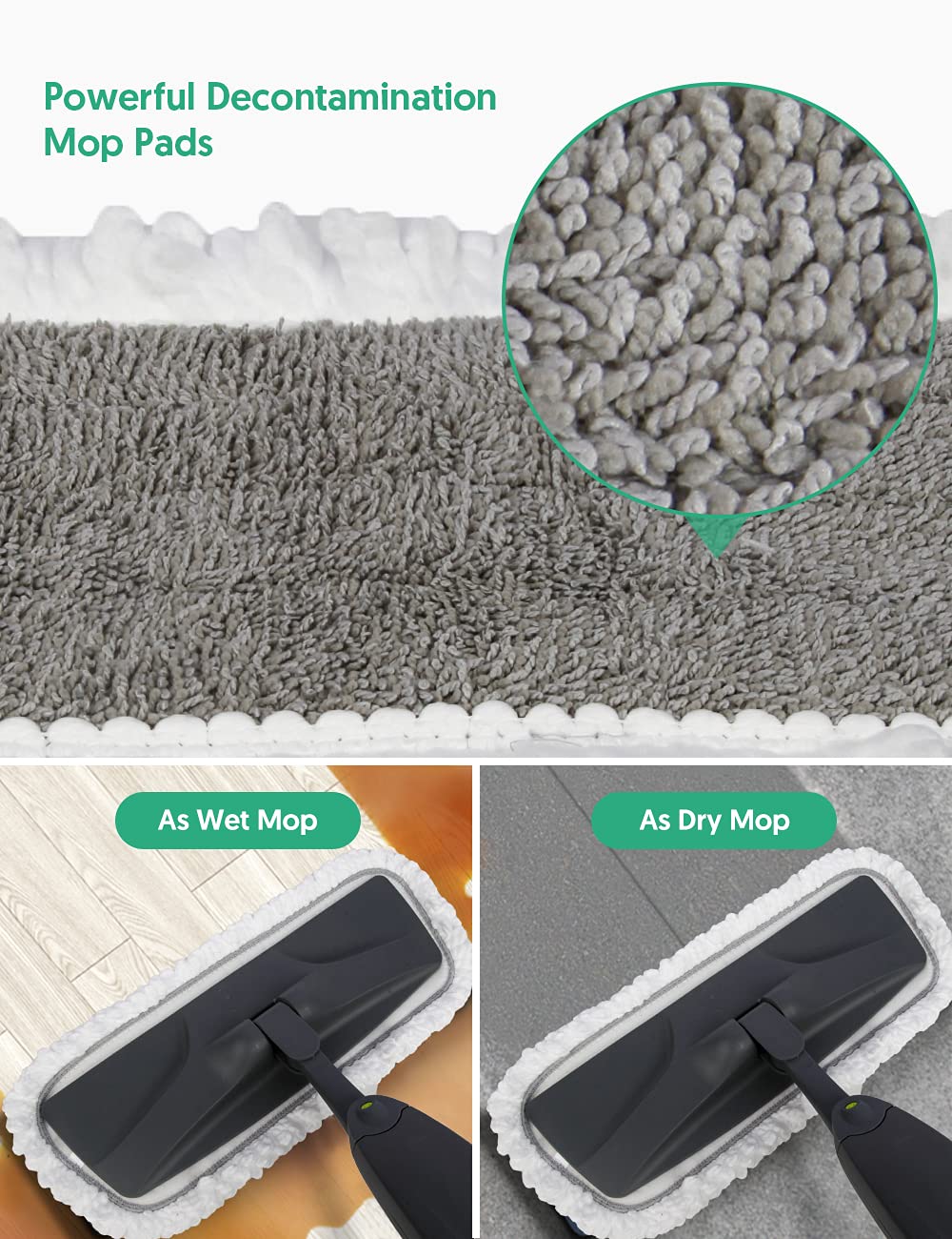 Microfiber Spray Mop Pad Refills, Domi-Patrol Microfiber Mop Head Replacement For Wet Dry Mop, Spray Mop Reusable Washable Pad C
