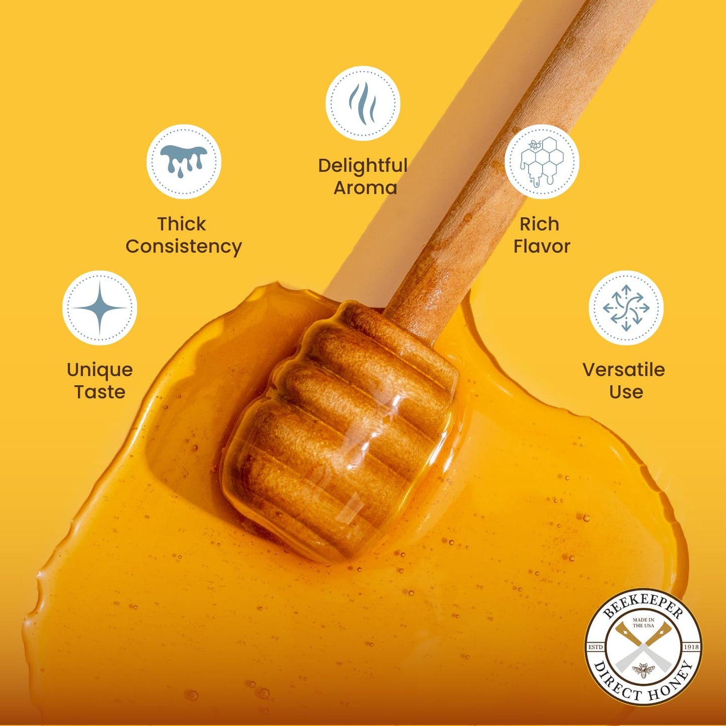 Beekeeper Direct Unfiltered Honey - Real Raw Alfalfa Honey - All Natural Non-Gmo Pure Gourmet Honey - Local California Honey (1L