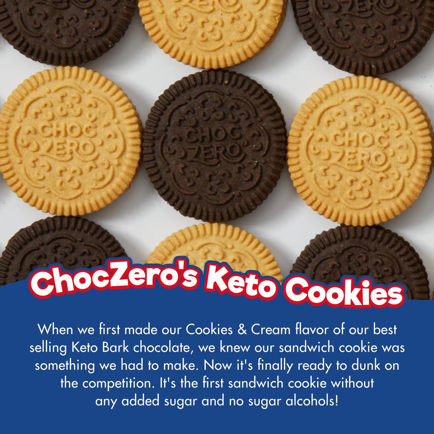 Choczero Keto Chocolate Sandwich Cookies With Creme - Low Sugar Gluten Free Dunkies (1 Box, 9Oz)