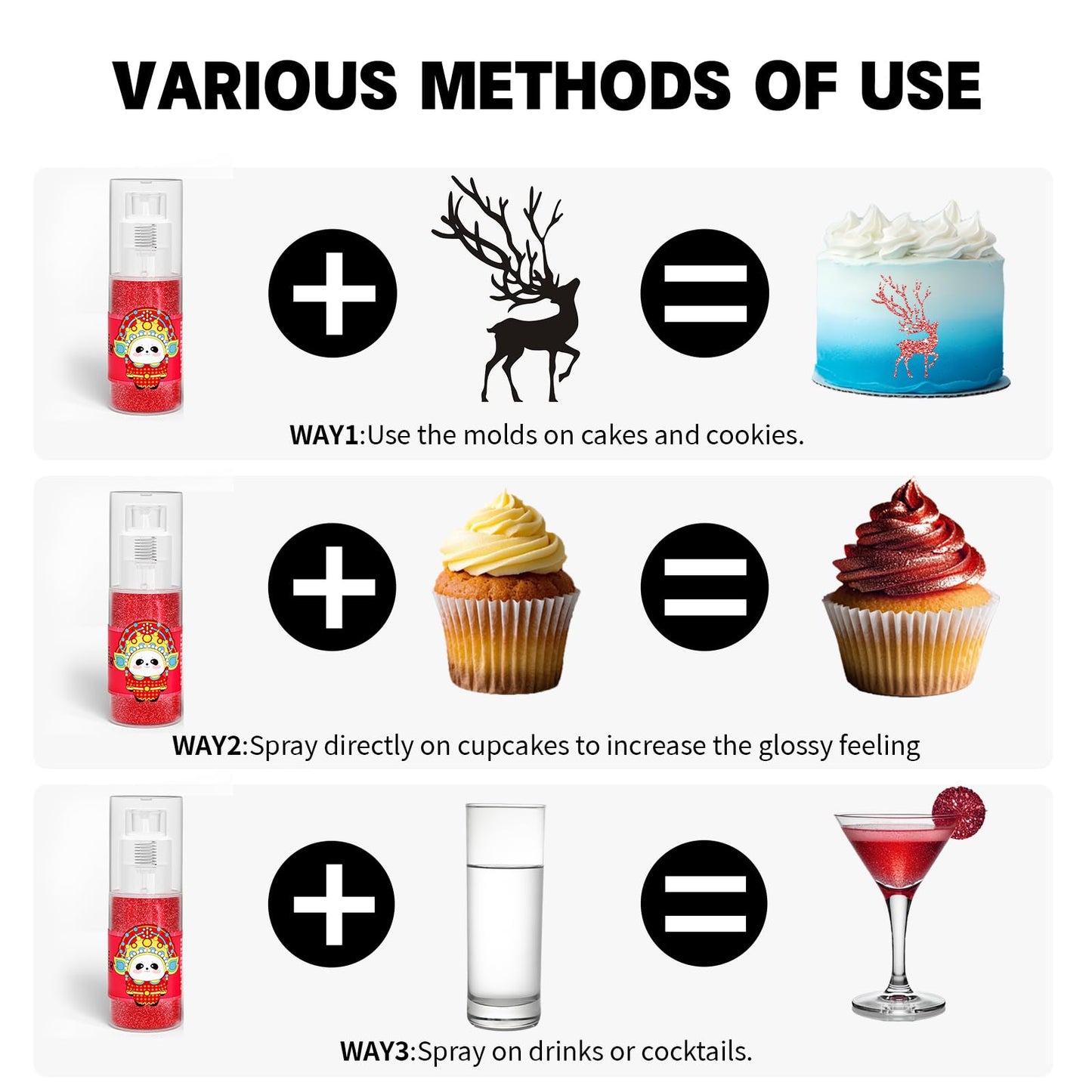 CAKESTAR Edible Glitter Spray, 10g Luster Dust for Cakes & Drinks, Red